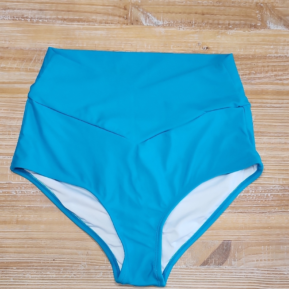 High-Waisted Blue Bikini Bottom